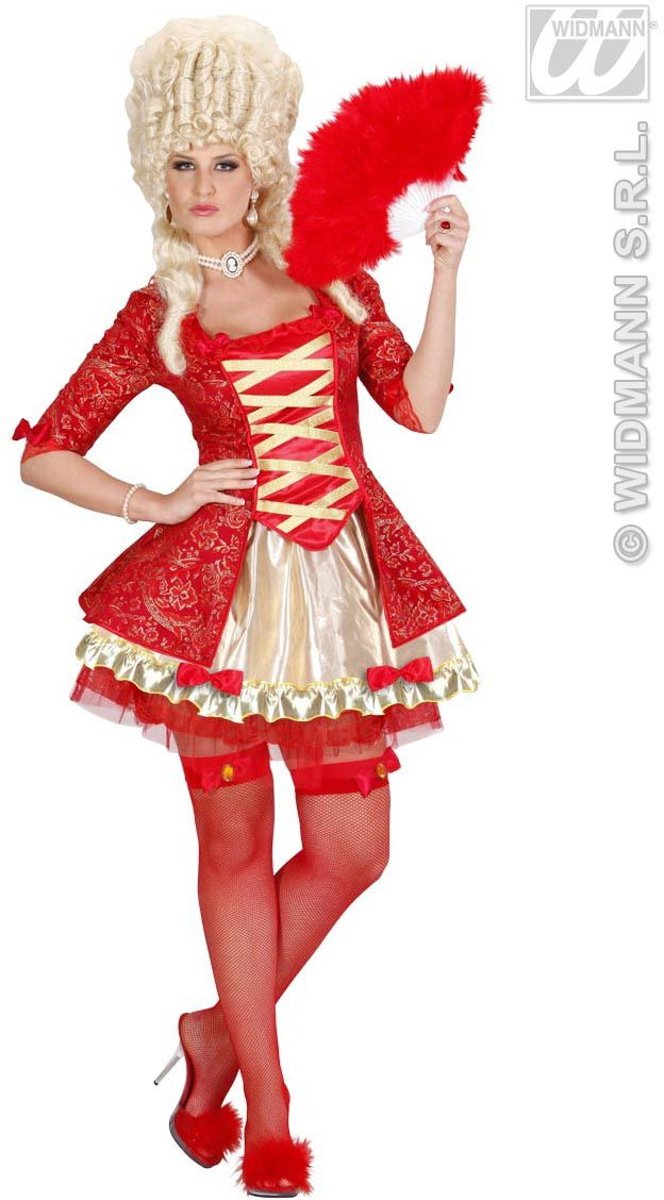 Middeleeuwen & Renaissance Kostuum | Koningin Barok Rood Miss Mozart Kostuum Vrouw | Large | Carnaval kostuum | Verkleedkleding